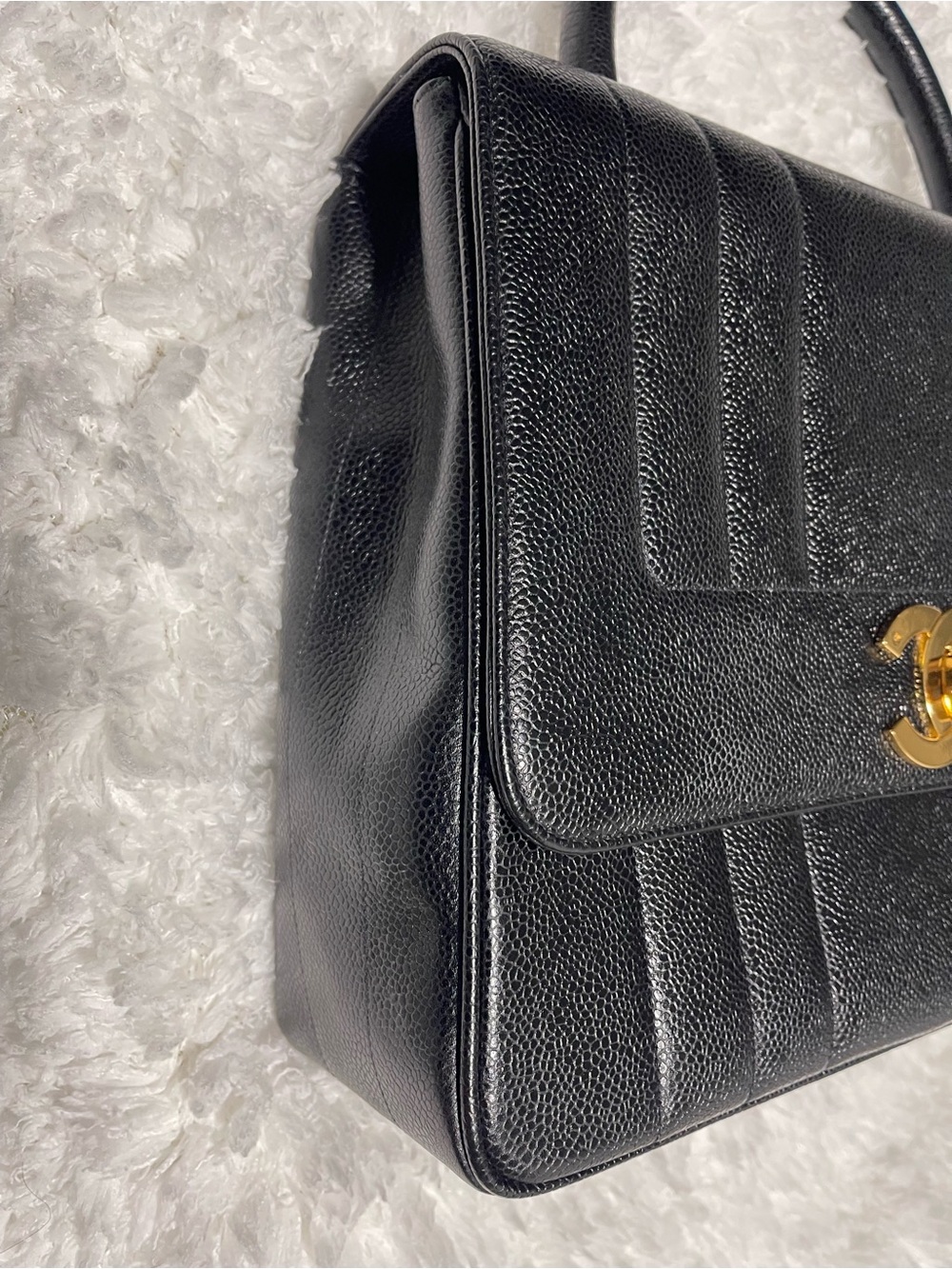 Authentic CHANEL Vintage Mademoiselle Kelly Black Caviar Bag - Picture 9 of 16